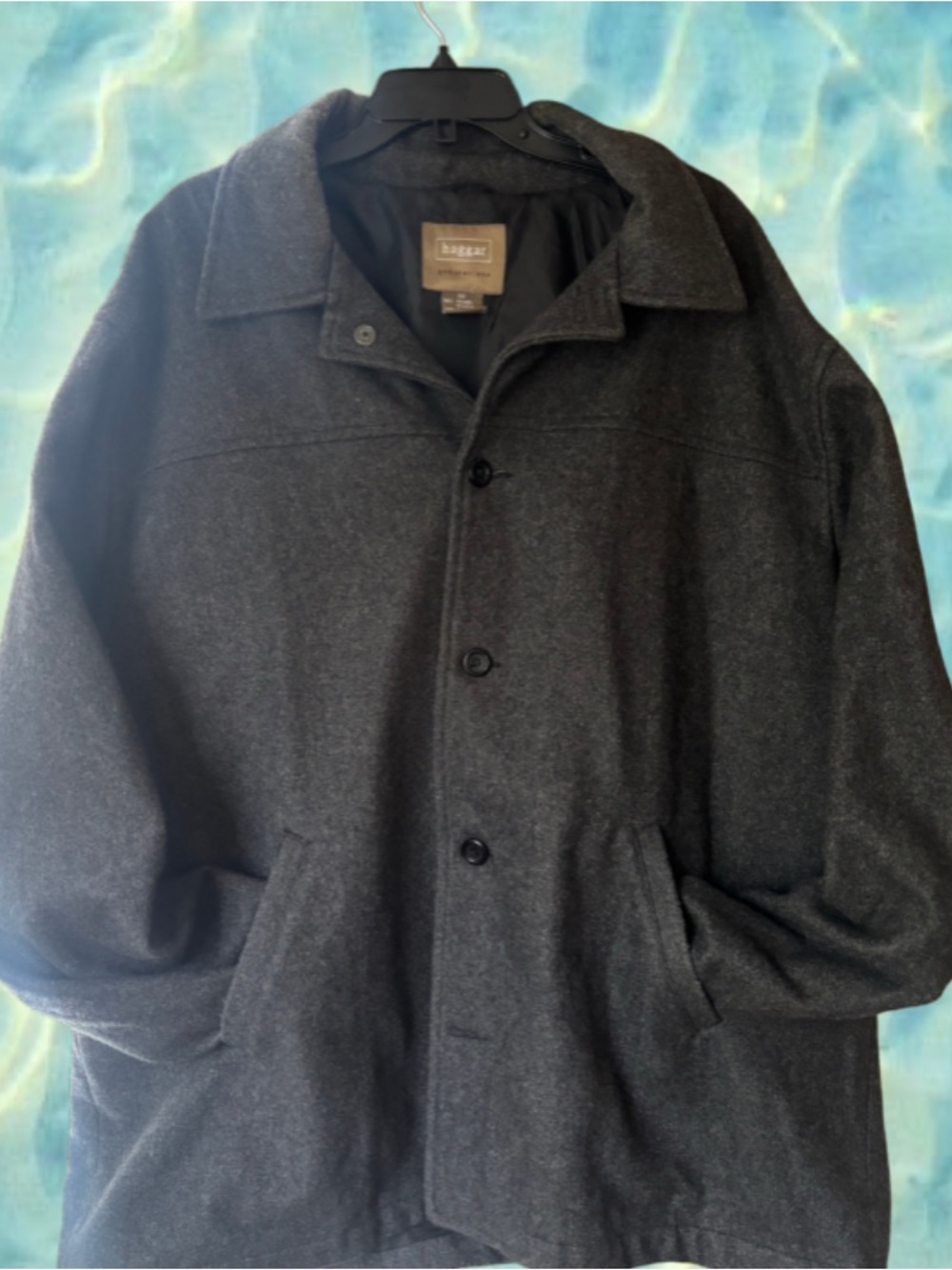 Haggar Men's Dark Gray Wool-Blend Overcoat